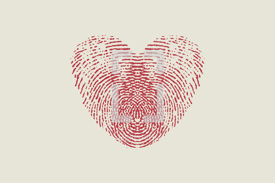 fingerprint heart red 