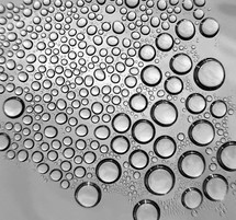 closeup of water drops in black and white