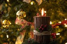 Christmas candle and Christmas tree 