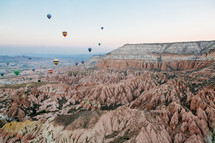 hot air balloons over Cappadocia 