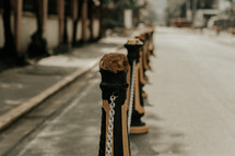 railings by a sidewalk 