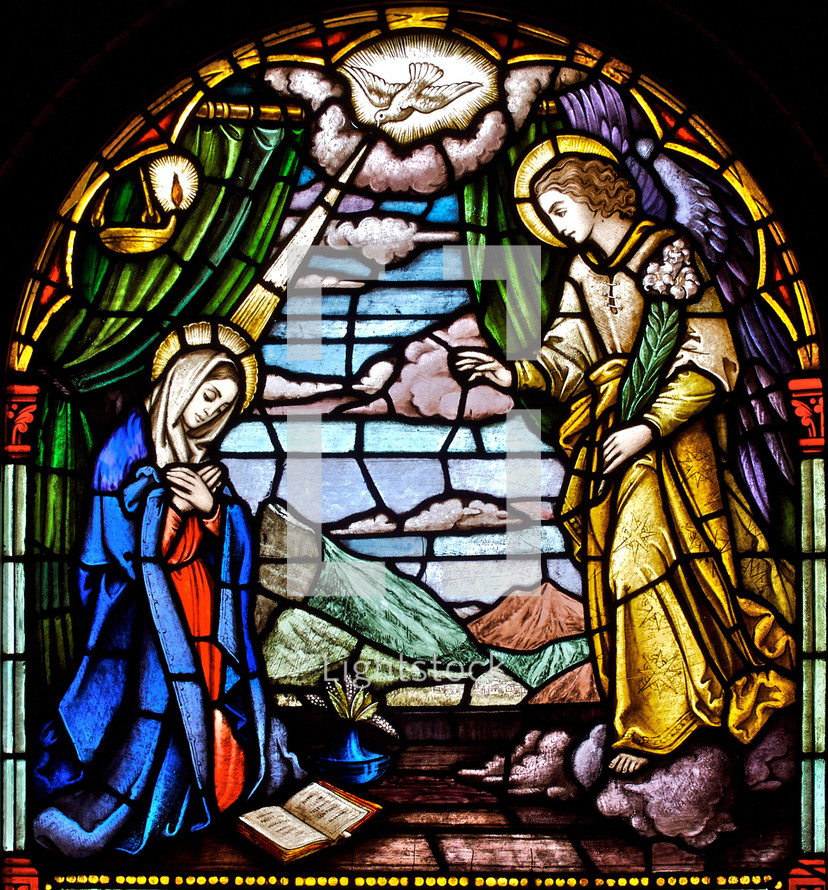 stained glass window annunciation of our Lord