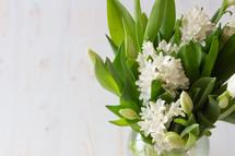 White hyacinth and tulips 