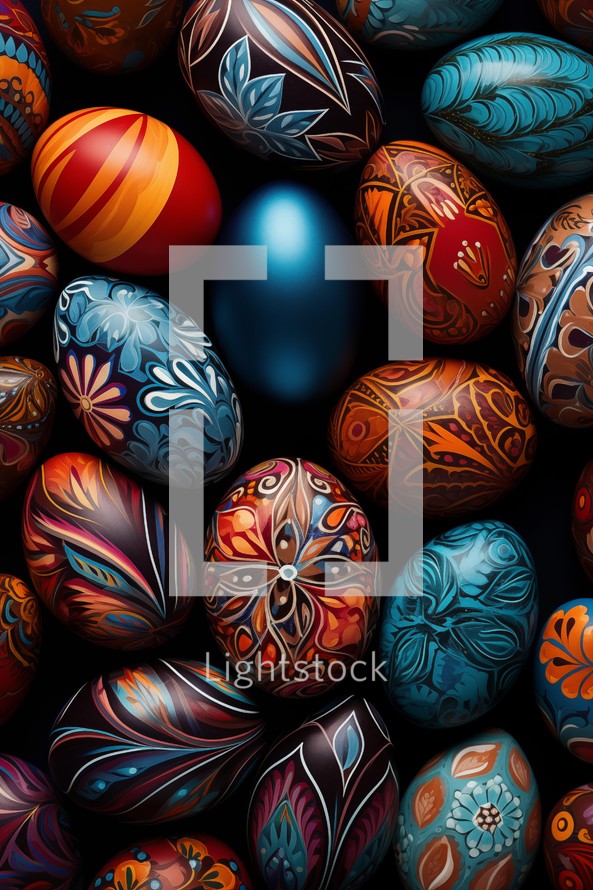 Colorful hand-painted Easter eggs background