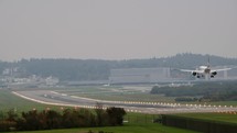 Airplane landing on a runway