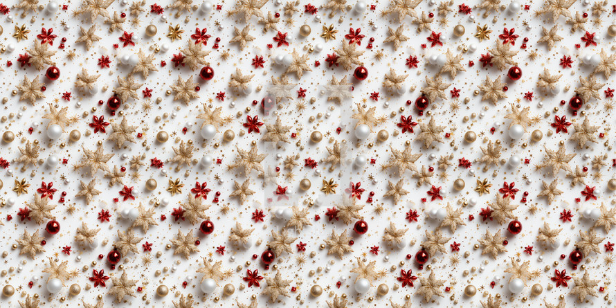 Christmas patterns with stars and Christmas decorations. 