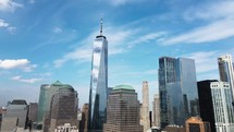Cinematic view of downtown lower Manhattan, NY.