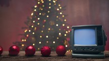 Static tv and Christmas tre background