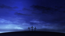 three crosses at dusk 