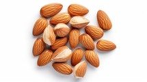 Almonds with white background top view Created With Generative AI Technology	
