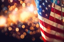 American Flag with Bokeh Background