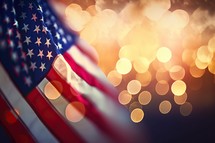 American Flag with Bokeh Background