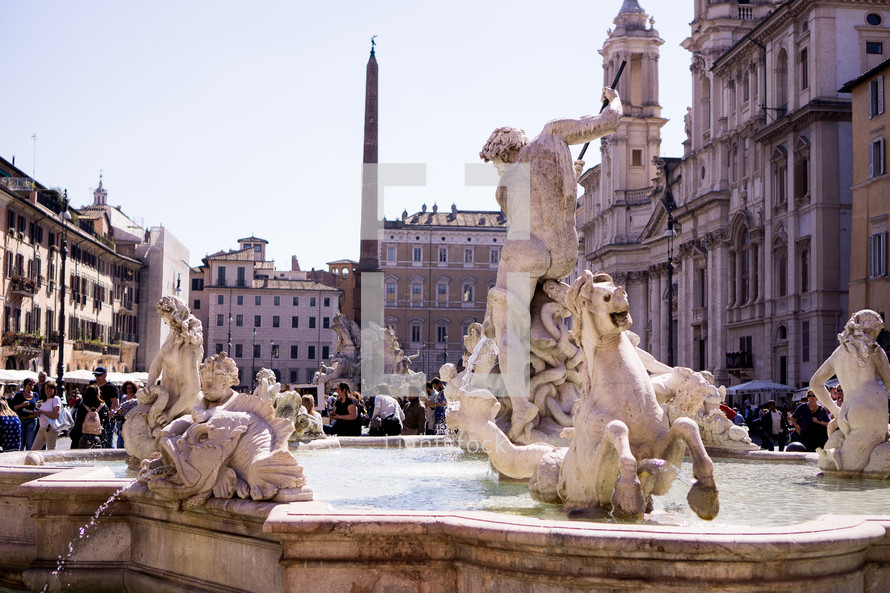 Fountain of Neptune in the Piazza Navona, Rome, Italy