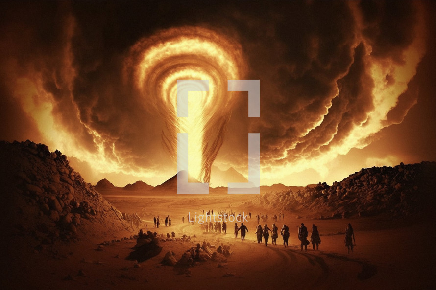 Pillar of fire guiding the Israelites through the desert after the Exodus