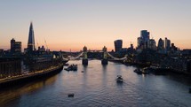 Peaceful Summer Evening Over The City Of London Aerial Shot