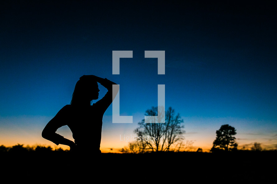 silhouette of a teen girl 
