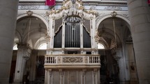 Majestic musical organ inside a cathedral church