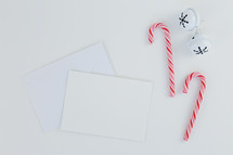 candy canes, bells, and envelopes 