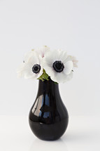 flowers in a black vase 