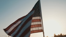 American flag at sunset 