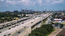 Time-lapse of traffic on busy Houston Texas Freeway