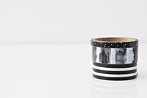 black and white wooden rings 