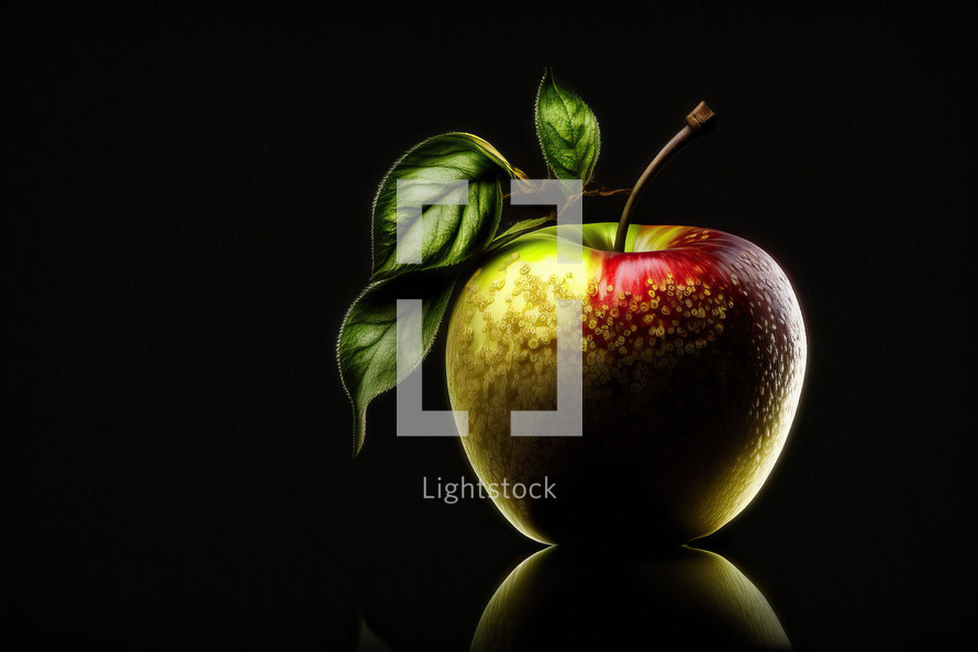 Apple on Black Dark Background