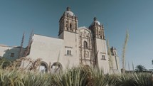 Santo Domingo de Guzman Temple in Oaxaca, Mexico - Panning shot, wide Angle	