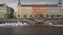 Timelapse of moving on Vltava river in Prague