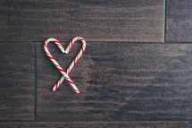 heart shaped Christmas candy canes 