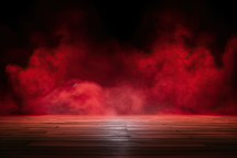 Wooden Floor with Red Smoke