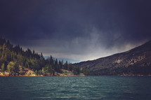 cloudy sky over lake water 