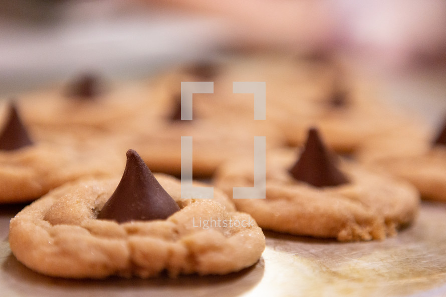 Peanut butter cookies with chocolate kisses