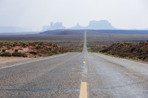 road leading to Monument Valley 