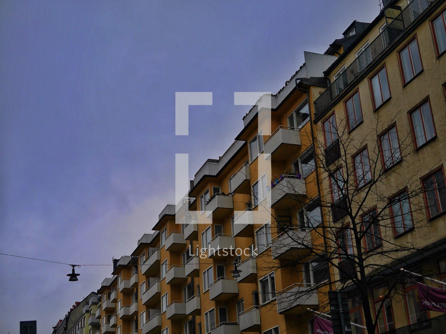 balconies on apartments in Sweden