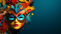 Painted mask decoration for carnival of rio with copyspace