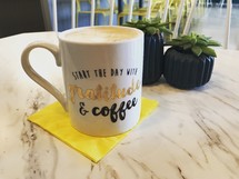 start the day with gratitude and coffee mug 