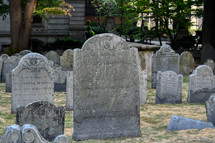 tombstones in an old cemetery in Boston - Granary Burying Ground