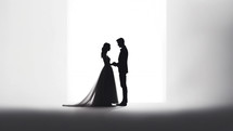 black and white silhouette of wedding couple