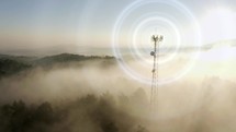 Radio Tower Waves Emitter Cell Phone Tower animated Cloud Fog Sunrise Cinematic