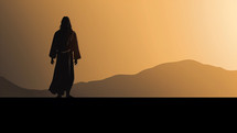 Jesus isolated on yellow landscape