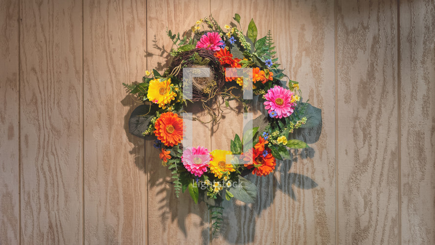 Spring Easter background flowers wreath decoration