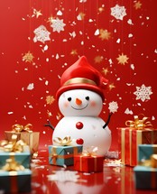 christmas snowman with gift