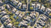 aerial view over homes in the suburbs 