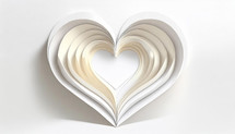 simple cut paper heart design in white and off-white, centered on a plain background