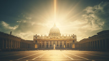 Vatican in rome with god's light on it 