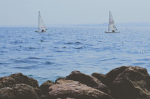 sailboats on a the ocean 