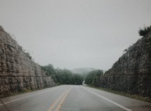 falling rain and road ahead 