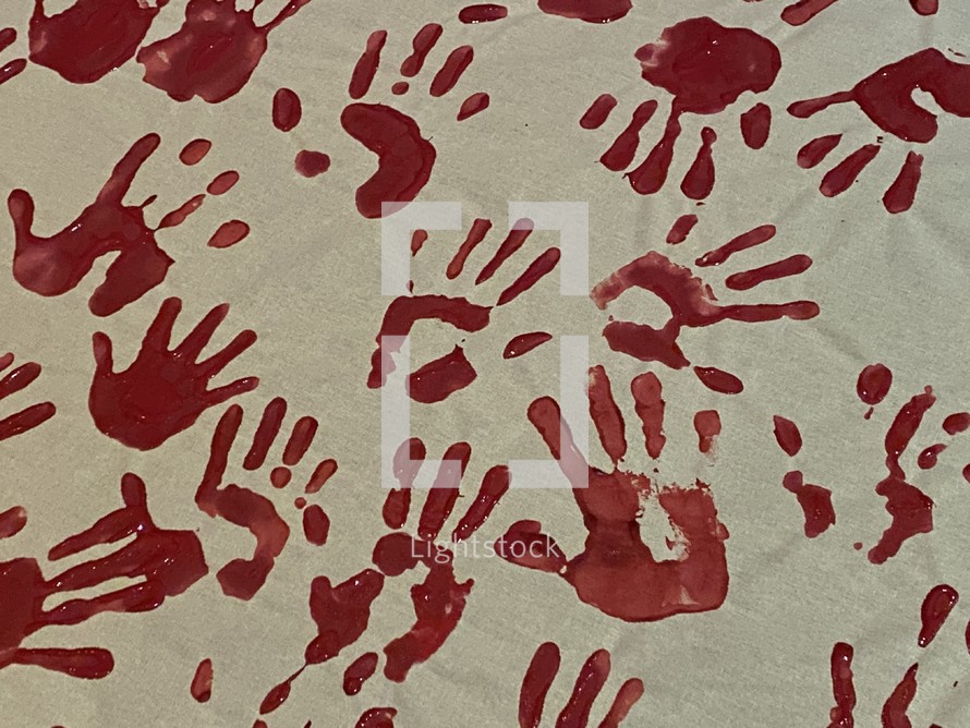 red hand prints pattern 