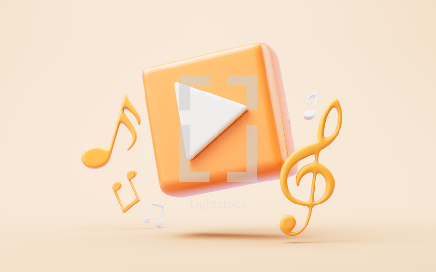 Music player sign with cartoon style, 3d rendering.